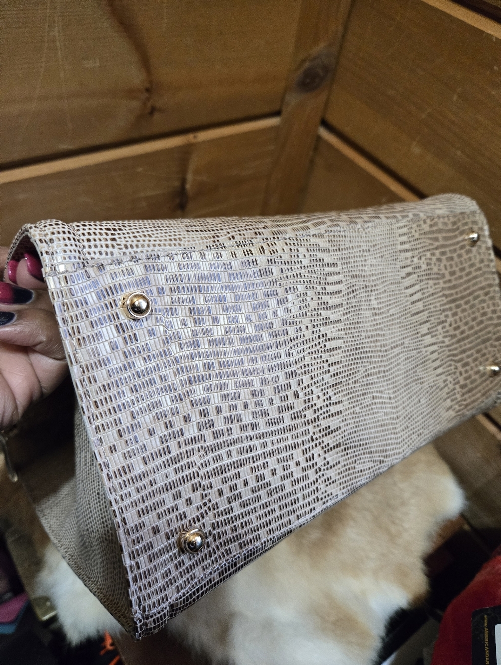 Brahmin Caroline Metallic Lizard-Embossed Satchel NWT - Picture 5 of 7